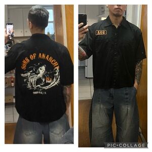 Black Men's Shirt cropped Sons of Anarchy Large